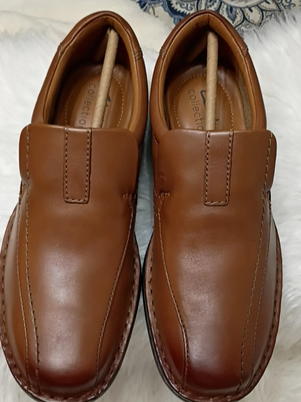 New Clarks Escalade Step Brown Leather Slip-On Comfort Loafers Men's 7M